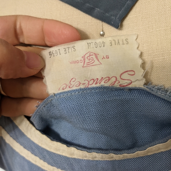 (41) vtg 1940s blue white day dress - Picture 5 of 5